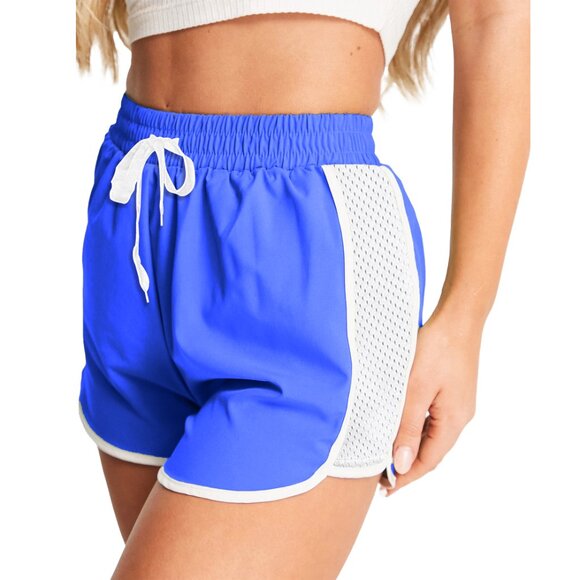 Women's Active Durable Flexible Workout Gym Chic Mesh Patchwork Detailing Shorts - Picture 3 of 15